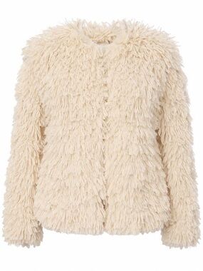 Fab’rik Ivory Faux Fur Shag Jacket Size M | Textured Fringe Coat